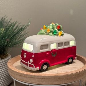 Festive Red and White Ceramic Volkswagenbus/Van.  New with tags!
